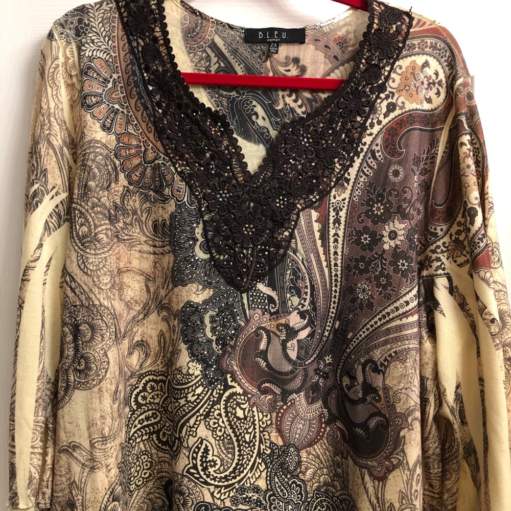 B.L.E.U. Embellished Plus Size 2X Top
